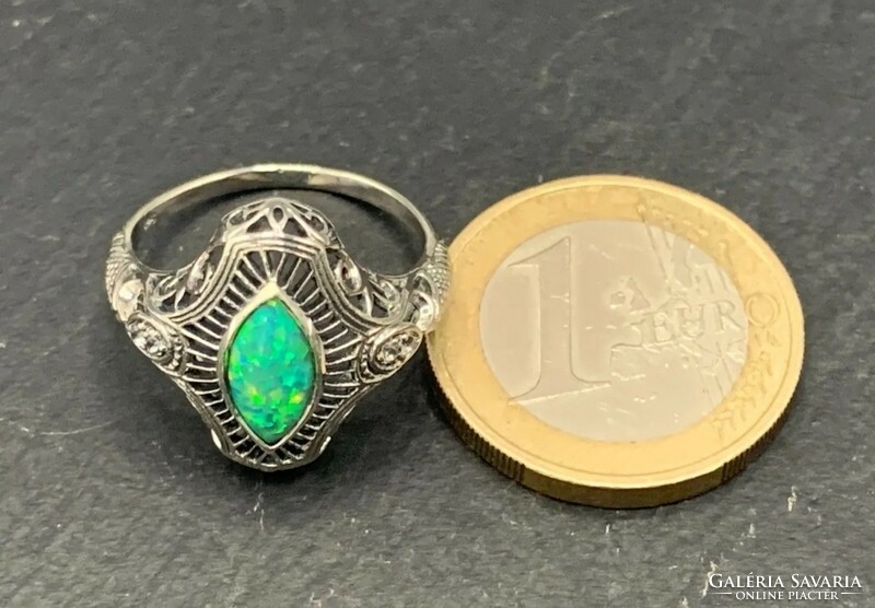 Opál drágaköves, sterling ezüst gyűrű /925/ 56 os méret - új, sok kézműves ékszer !
