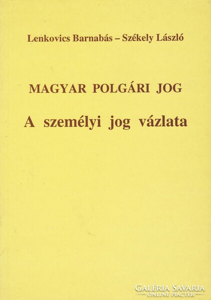 Barnábás Lenkovics, László Székely - outline of personal law (2000)