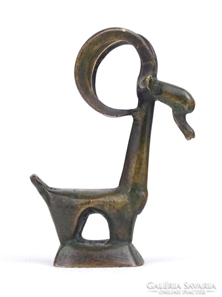 1H487 Kisméretű bronz kecske kisplasztika szobor 5.8 cm