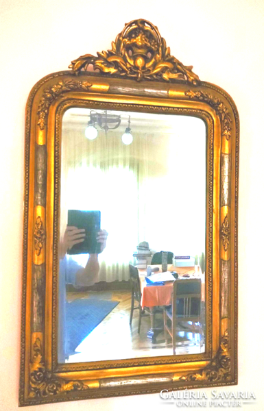 Bidermeier mirror restored with original glass and wooden back