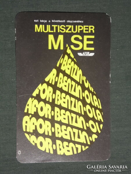 Card calendar, Áfor petrol stations oils, customer service, Budapest, graphic artist, 1982, (2)