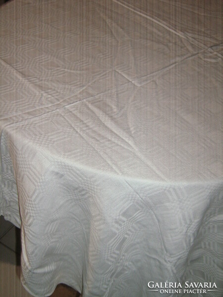 Beautiful antique white checkered damask tablecloth