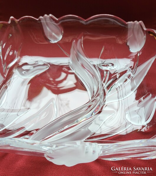 Walther glas tulip German glass crystal divided serving bowl offering centerpiece tulip