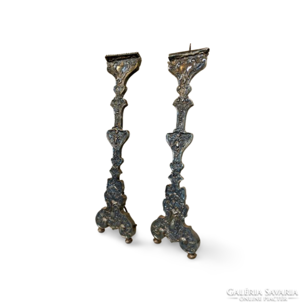 xviii. Pair of 19th century baroque candle holders