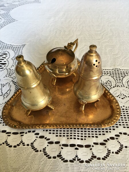 Copper table spice set from India