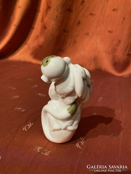 Hollóháza monkey, monkey salt shaker figure porcelain sculpture spice shaker