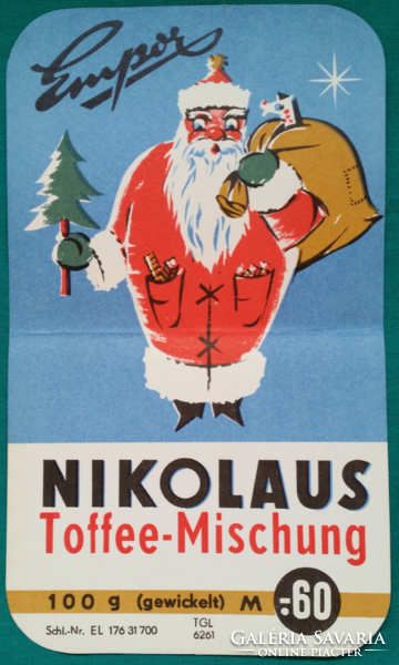 Régi retro tárgy - Nicolaus karamella reklámkartonja az NDK időkből, 50 - 60- s évek környékéről