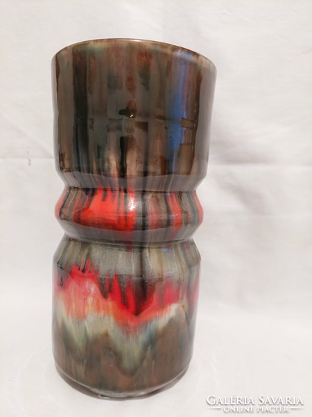 Brown glazed applied art vase