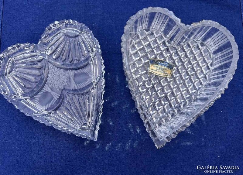 Szív alakú csiszolt ólomkristály ékszertartó dobozka made in Poland ÚJ!