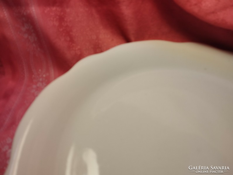 Zsolnay, hullámos szélű porcelán óriás kerek kínáló tál, asztalközép