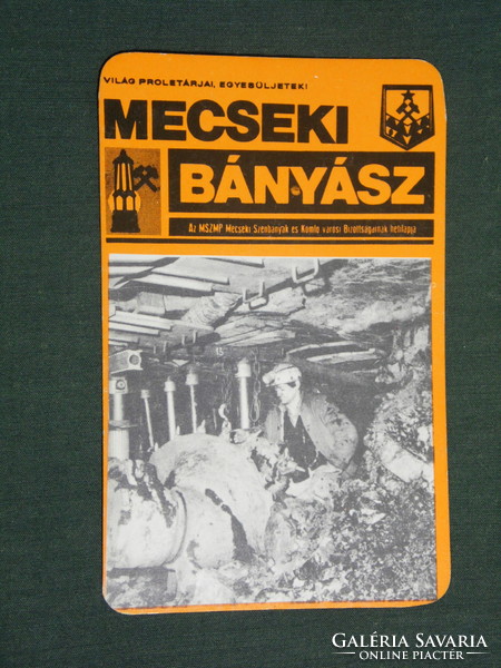 Kártyanaptár, Mecseki ércbányász vállalat, újság, Pécs, bányász, vájár, 1983 ,   (2)