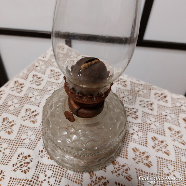 Kerosene lamp, wall lamp, peasant lamp, with glass cylinder
