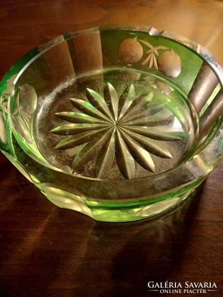 Green heavy glass ashtray