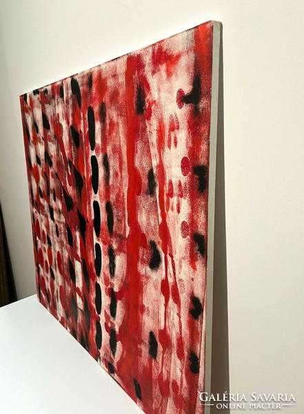 Ismeretlen festő: Piros függöny (olaj-vászon) 80 x 90 cm /számlát adunk/