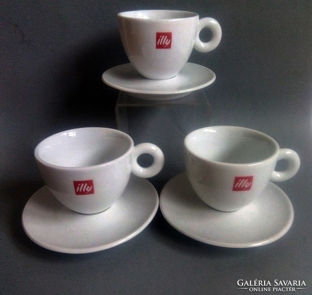 3 darab Illy capuccino csésze és alj, Matteo Thun tervezése 1990-es évek