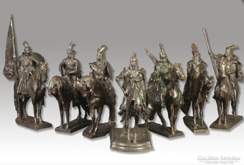 György Zala (1858-1937) - the seven leaders 1912,1928,1929, patinated bronze sculptures, with art criticism.