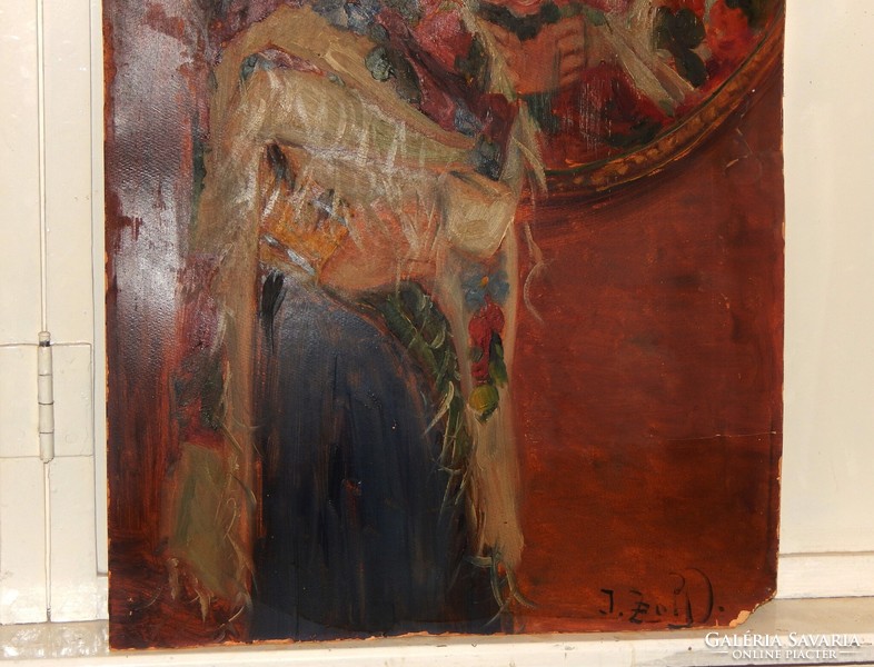 József Zsolt Ivanácz (1869-1954) 86x53 cm quality oil on cardboard painting without frame