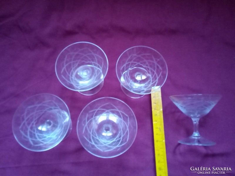 Sole engraved liqueur glass 5 pieces for Christmas, New Year's Eve celebrations