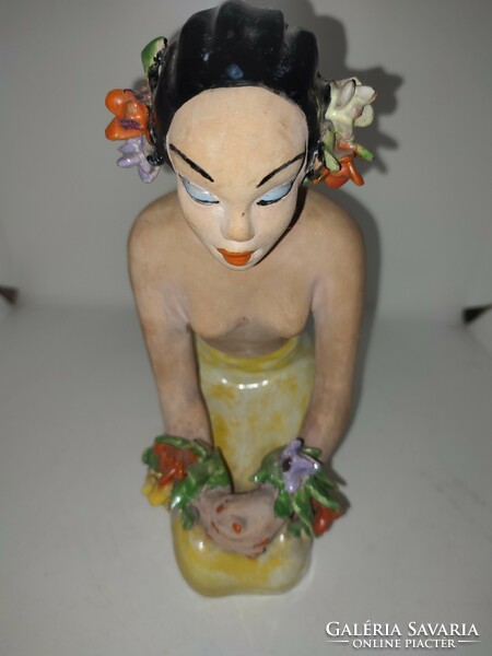 Art deco ceramic figure - Tahitian dancer h. Maria Rahmer.