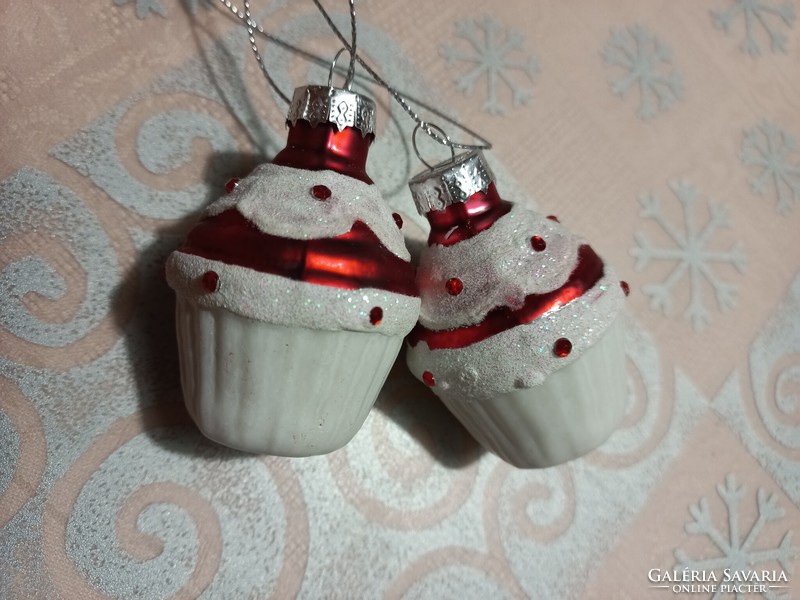 2 db cupcake üveg függeszték, karácsonyfadísz