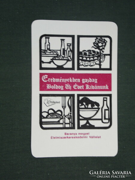 Kártyanaptár, Baranya élelmiszer ABC áruházak, grafikai rajzos, 1985 ,   (2)