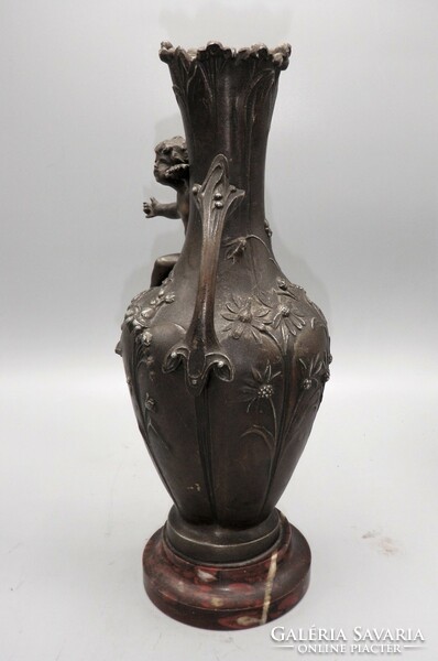 Secession pewter, pair of French vases from the end of the 19th century