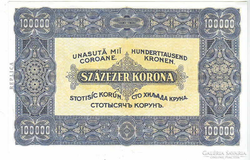 Magyarország 100000 korona 8 pengő REPLIKA 1923