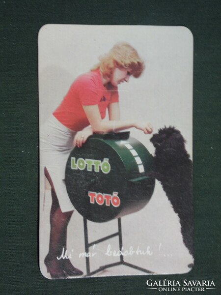 Kártyanaptár, Totó Lottó szerencsejáték, erotikus női modell, 1985 ,   (2)