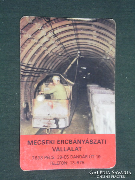 Kártyanaptár, Mecseki ércbányász vállalat, újság, Pécs, bányász, bányavonat, 1985 ,   (2)