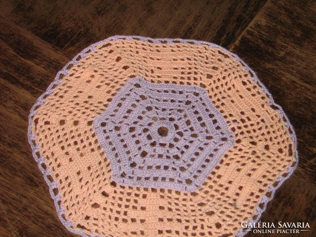 Cute hand crocheted lilac pink tablecloth