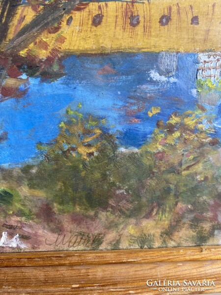 Painting with matiz mark, oil, cardboard, 30 x 20 cm.
