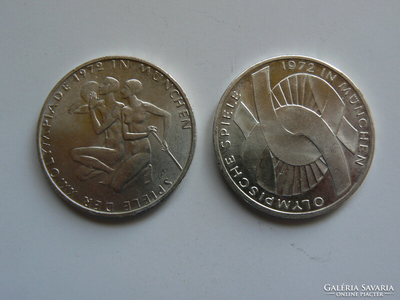 2 silver coins in one, 10 marks Olympics Germany, Munich 1972, original!