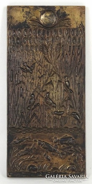 1P206 XX. századi képcsarnokos művész : Vízivilág bronz relief 28 x 13 cm