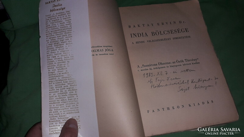 1943.Dr. Ervin Baktay: The Wisdom of India book lights up according to the pictures
