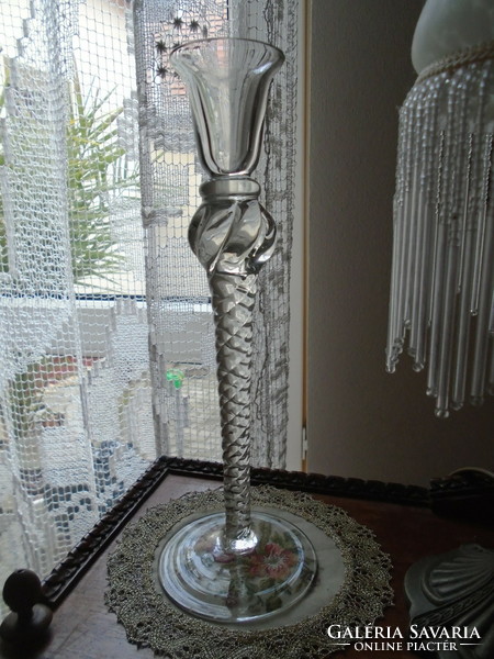 Decorative, beautiful glass candle holder. Its height is 25 cm.