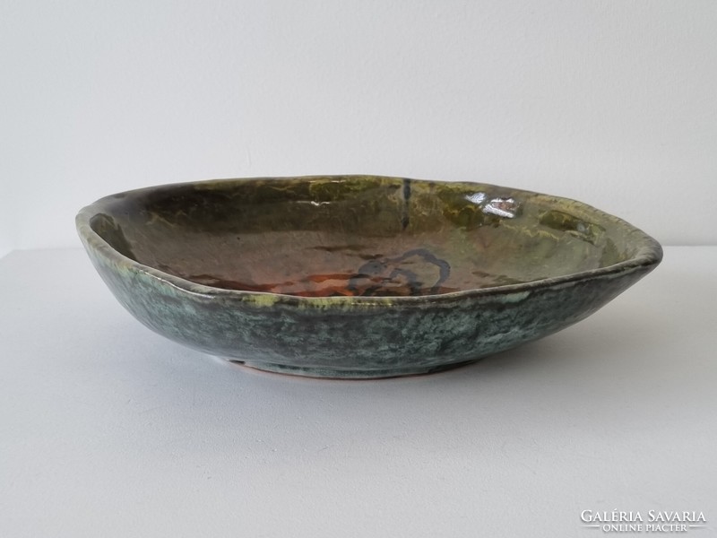 Liszkay industrial art ceramic bowl, wall plate, centerpiece - '70s