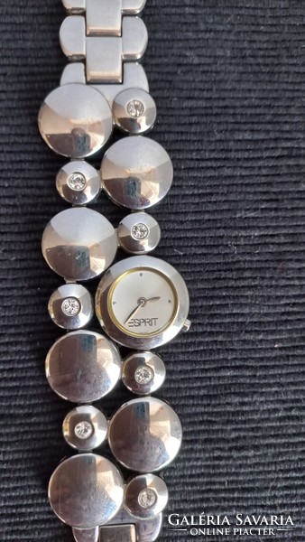 Esprit, elegant women's wristwatch, analog, quartz structure, stainless steel with zirconia stones