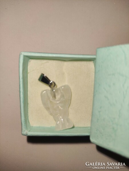 Rock crystal angel pendant in gift box