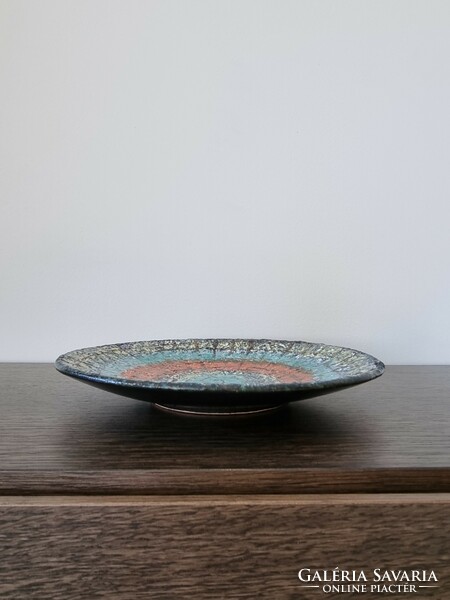 Bodrogkeresztúr modern-style, earthenware ceramic bowl, wall decoration - '70s