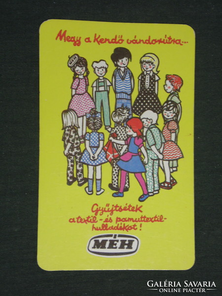 Kártyanaptár, MÉH hulladékhasznosító vállalat,grafikai rajzos, 1987 ,   (2)