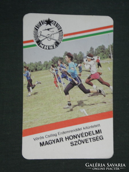 Kártyanaptár, MHSZ honvédelem, sportszövetség, öttusa verseny, 1987 ,   (2)