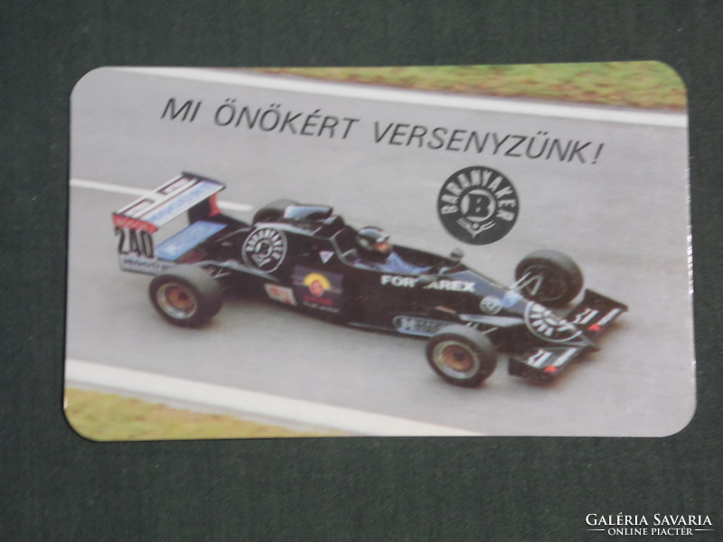 Card calendar, Baranyaker specialist shops, department store, Pécs, formula racing car, 1989, (2)