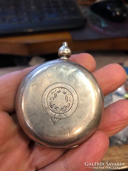 A.W. Co. Waltham argentin ezüst antik zsebóra, működő, kulcsos