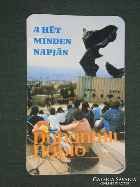 Kártyanaptár, Dunántúli Napló napilap,újság,magazin, Pécs Niké emlékmű, 1987 ,   (2)
