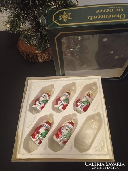 Karácsonyi Mikulás üveg díszek fenyőfára 5 db egyben