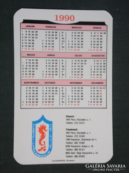 Card calendar, Transdanubian shoe trading company, Pécs, Győr, 1990, (2)