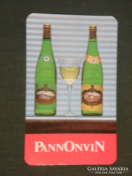 Kártyanaptár, Pannonvin borgazdaság, Pécs, Pécsi cirfandli, Siklósi olaszrizling bor,1989 ,   (2)