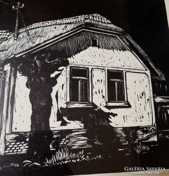 Fk/420 - György Poka - old house in Gyula /woodcut/