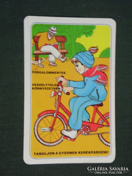 Kártyanaptár, Közlekedésbiztonsági tanács, grafikai rajzos, kerékpár,1989 ,   (2)