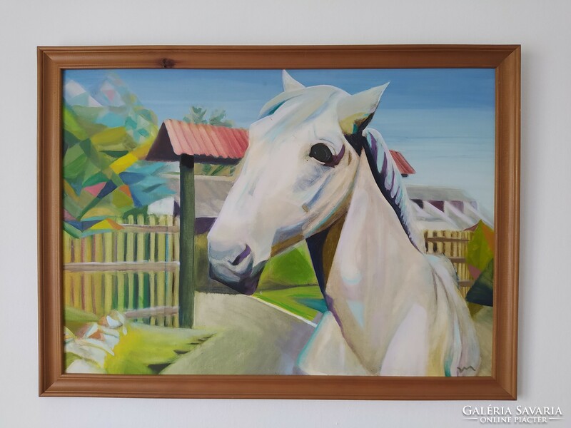 A lovak szerelmeseinek - Deák-Veres Mari: lovas tanya (76*56cm)